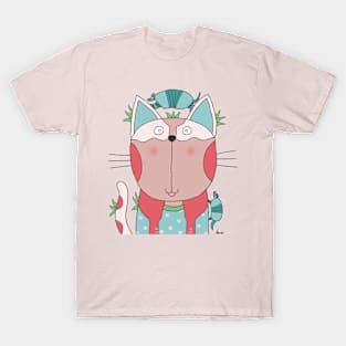 Pink Starry Cat Goof Portrait Pet Armadillos T-Shirt